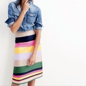 J. Crew Striped Pencil Skirt in Pink, Gold, Green, Black